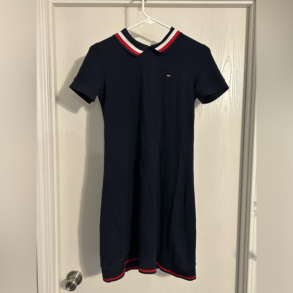 Tommy Hilfiger | Navy Dress with Red and White Trim | Size XS